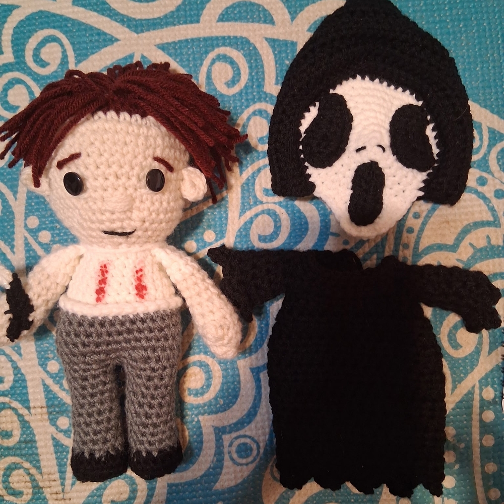 Handmade Crocheted Doll Billy From Scream With GHOST FACE Costume